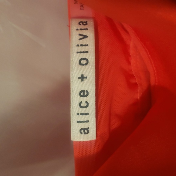 NWOT Alice and Olivia Red Chili Pepper Silk Slit Dress - Picture 2 of 11